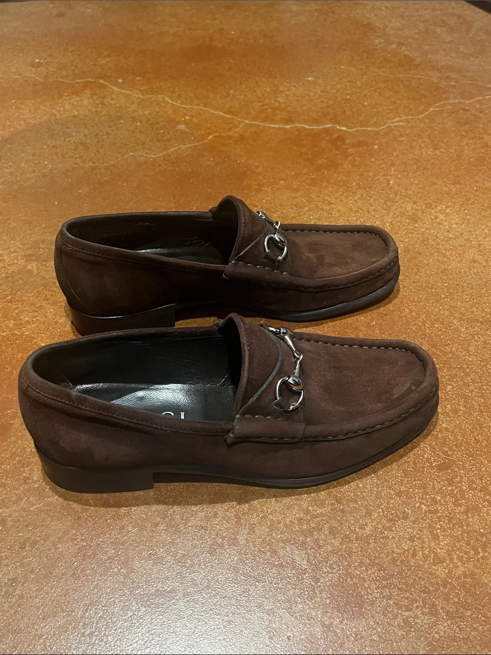 Gucci Brown Suede Horsebit Loafers